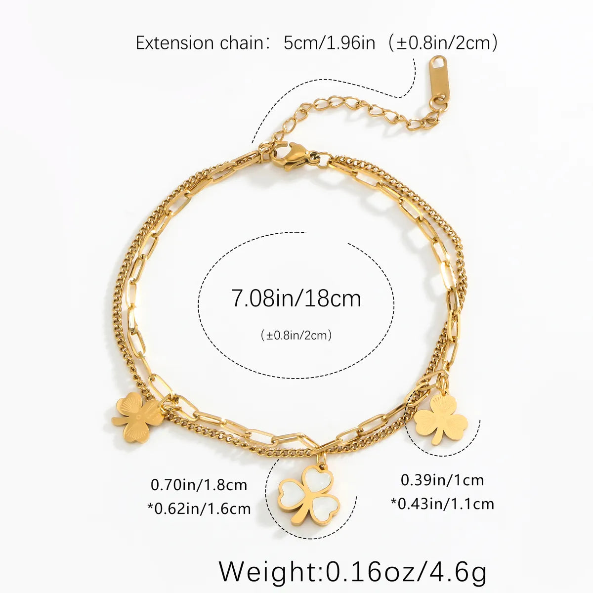 Luxurious Vacation Flower 304 Stainless Steel Gold Plated Shell Bracelets In Bulk