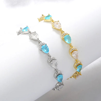 Luxurious Water Droplets Copper Inlay Zircon 18k Gold Plated Bracelets