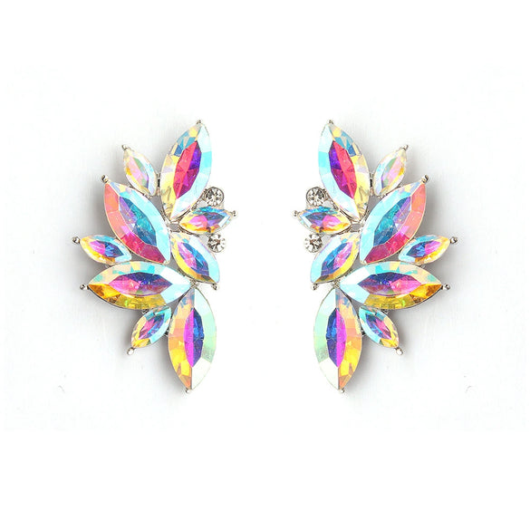 Luxury Alloy Drop Shape Dangle Earrings With Ab Crystal Inlay For Women Bridal Gem Style Earrings