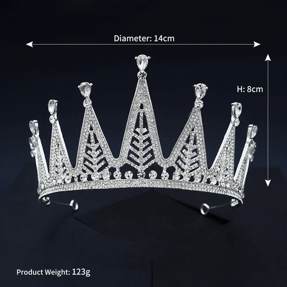 Luxury Alloy Rhinestone Crown Headdress For Women Bridal Wedding Birthday Party Goddess Tiara Hair Accessory