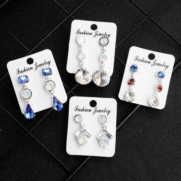Luxury Bridal Jewelry Retro Marquise Rhinestone Alloy Drop Shape Earrings Set With Gemstones For Women