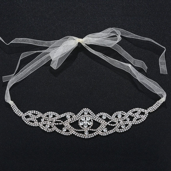 Luxury Bridal Rhinestone Alloy Headband Elegant Plaid Pattern Wedding Hair Accessory For Women