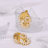 Luxury Chrysanthemum Daisy Earrings For Women Stainless Steel With 18K Furnace Vacuum Plating Geometric Style