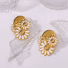 Luxury Chrysanthemum Daisy Earrings For Women Stainless Steel With 18K Furnace Vacuum Plating Geometric Style