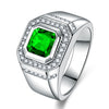 Luxury Copper Blue Zircon Ring With Micro Set Square Diamond Geometric Design Elegant Unisex Statement Jewelry