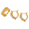 Luxury Diamondembedded Gold Titanium Steel Ring And Earrings Set For Female In Chic Style