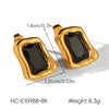 Luxury Electroplated Geometric Stainless Steel Earrings With Zircon Studs For Women