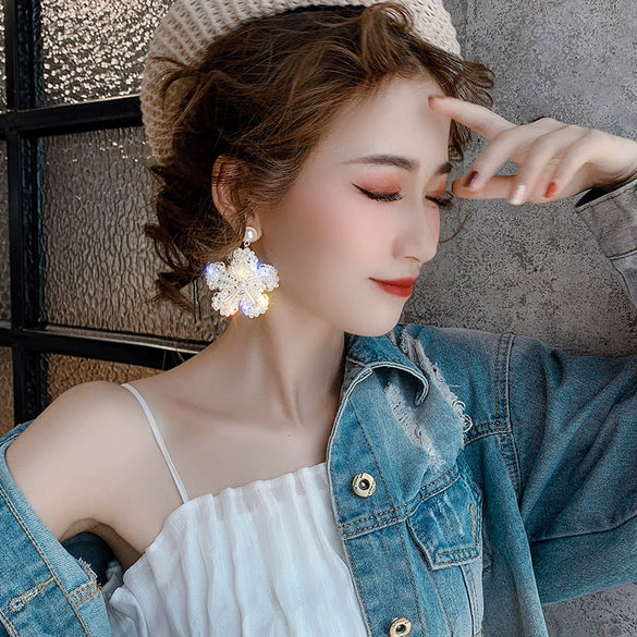 Luxury Exaggerated Artificial Crystal Flower Earrings For Women