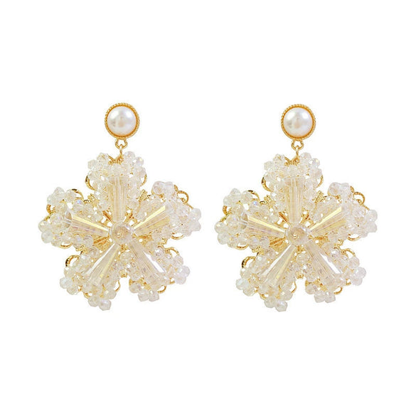 Luxury Exaggerated Artificial Crystal Flower Earrings For Women