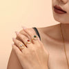 Luxury Geometric Line Opening Adjustable Titanium Steel Gold Plated Hand Inlaid Zircon Women's Ring