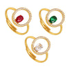 Luxury Geometric Line Opening Adjustable Titanium Steel Gold Plated Hand Inlaid Zircon Women's Ring