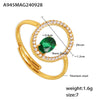 Luxury Geometric Line Opening Adjustable 316L Stainless Steel Gold Plated Handinlaid Zircon Fashion Ring