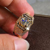 Luxury Geometric Metal Men's Ring With Micro Inlay Electroplated Fashion Jewelry