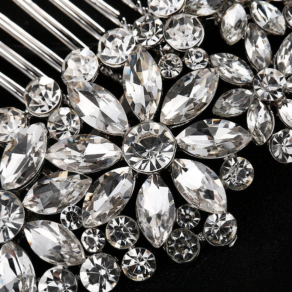 Luxury Handmade Rhinestone Bridal Hair Comb Alloy Wedding Hair Accessory Elegant Women's Photo Headdress Jewelry