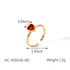 Luxury Heartshaped Diamondencrusted Stainless Steel Women's Open Ring With Electroplating