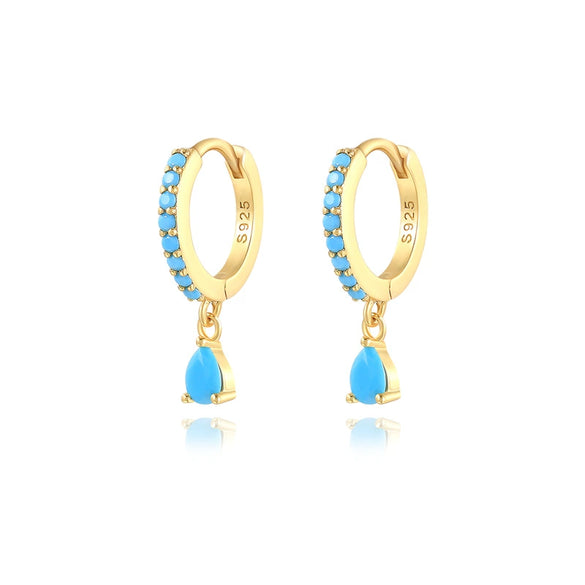Luxury High Grade Hot Selling Women's Colorful Water Drop Earrings In Geometric Pattern Copper Material With Zircon Inlaid