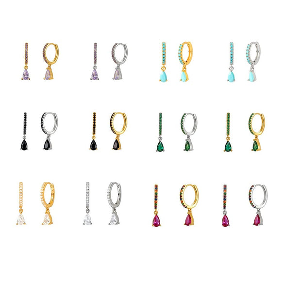 Luxury High Grade Hot Selling Women's Colorful Water Drop Earrings In Geometric Pattern Copper Material With Zircon Inlaid