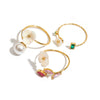 Luxury Highend Ins Style Adjustable Pearl Coil Simple Flower Open Ring