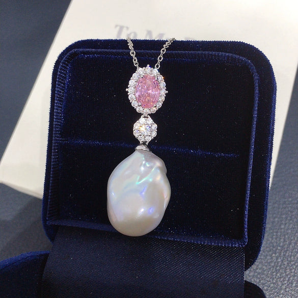 Luxury Inlaid Freshwater Pearl Pendant Necklace With Fish Tail Locke Alien Shape Copper Accessory