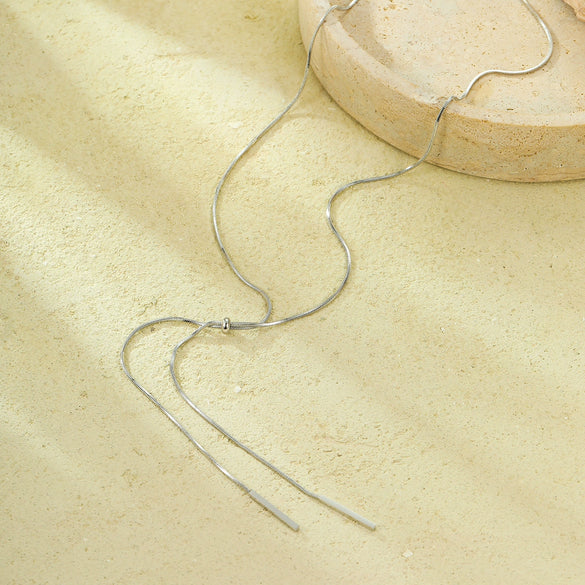 Luxury Long Drawable Snake Bone Chain Necklace Stainless Steel Electroplated Women's Jewelry