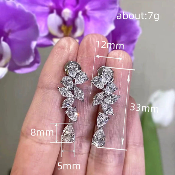 Luxury Long Earrings Copper Princess Style With Flowers And Leaves Design