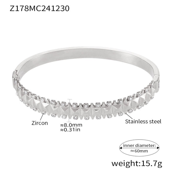 Luxury Minimalist Ring And Bracelet Combination Titanium Steel 18K Gold Plated Geometric Diamondencrusted Zircon Bracelet