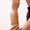 Luxury Minimalist Ring And Bracelet Combination Titanium Steel 18K Gold Plated Geometric Diamondencrusted Zircon Bracelet