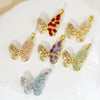 Luxury Multicolor Opal Butterfly Insects Cartoon Style Copper 18K Gold Plated Necklace And Earrings Pendant