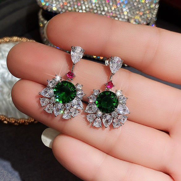 Luxury Palace Style Female Earrings Inlaid With Zircon Copper Material