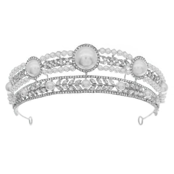 Luxury Pearl Rhinestone Crown For Women Princess Bridal Wedding Headpiece For Ceremony Banquet Party And Photography Accessories