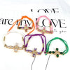 Luxury Retro Color Zircon Women's Gold Plated Adjustable Cotton Rope Bracelet Jewelry