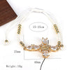 Luxury Retro Color Zircon Women's Gold Plated Adjustable Cotton Rope Bracelet Jewelry