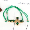 Luxury Retro Color Zircon Women's Gold Plated Adjustable Cotton Rope Bracelet Jewelry