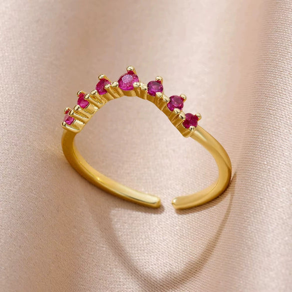 Luxury Retro Goldplated Heart Emerald Ring With Diamonds Copper Synthetic Zircon Geometric Style For Women