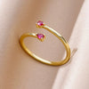 Luxury Retro Goldplated Heart Emerald Ring With Diamonds Copper Synthetic Zircon Geometric Style For Women