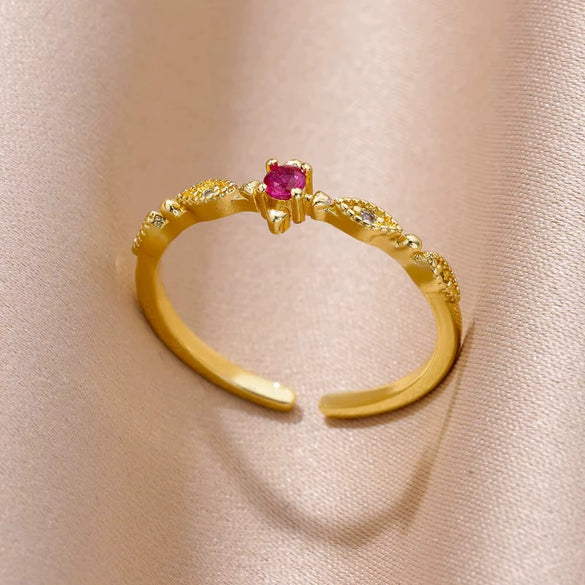 Luxury Retro Goldplated Heart Emerald Ring With Diamonds Copper Synthetic Zircon Geometric Style For Women
