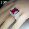 Luxury Rhinestone Inlaid Square Ruby Silver Alloy Rings