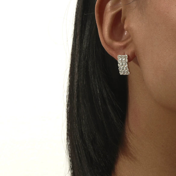 Luxury Shiny Rhinestone Square Earrings For Women Copper Electroplated Claw Set Dangle Earrings