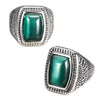 Luxury Simple Jewelry Titanium Steel Ring With Emerald Opal For Unisex Oil Treatment