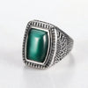 Luxury Simple Jewelry Titanium Steel Ring With Emerald Opal For Unisex Oil Treatment