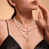 Luxury Sweet Clavicle Chain Jewelry With Shell Beads Titanium Steel 18K Gold Plated Geometric Style