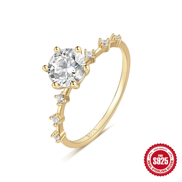Luxury Women's Geometric Silver Ring With Electroplating
