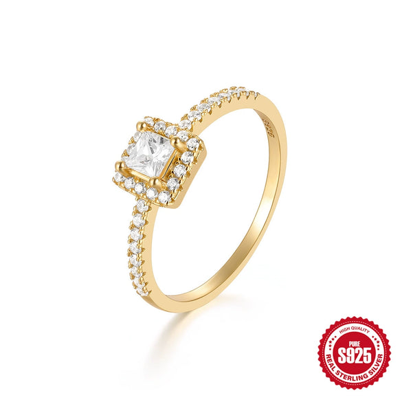Luxury Women's Geometric Silver Ring With Electroplating