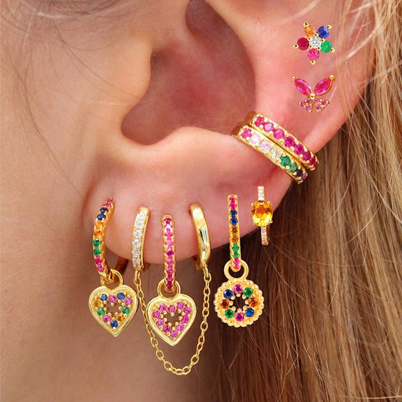 Luxury Zircon Geometric Style Women's Earrings Set