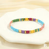 Macaron Color Mixed Material Hand Painted Geometric Beads Stretch Bracelet For Women And Unisex