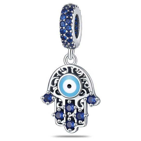 Magic Eye Series Blue Eyes Beads Panjia White Copper Silver Plated Dripping Oil Style