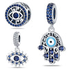 Magic Eye Series Blue Eyes Beads Panjia White Copper Silver Plated Dripping Oil Style