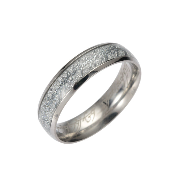 Magic Ring Titanium Steel Electroplated Gold With Black Patch Marking And Letters Numbers Text Pattern Unisex