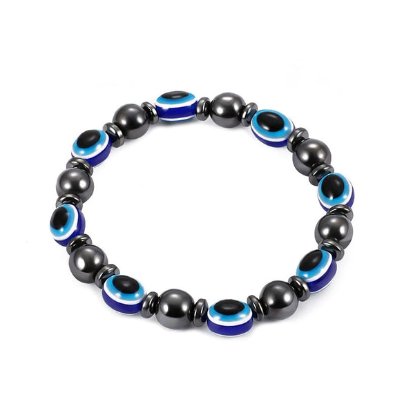 Magnetic Black Gallstone Beaded Bracelet Handmade With The Crown Pattern Unisex