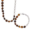Maillard Style Handmade Beaded Stitching Tiger Eye Stone Bracelet With Geometric Pattern Made Of Titanium Steel And Electroplated For Women
